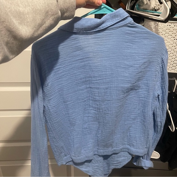 Socialite Tie Front Button Down Gauze Top - Picture 8 of 8